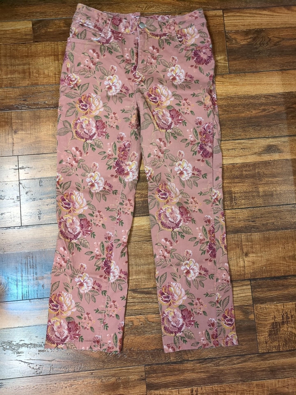 Bagatelle Collection Floral Pants Size 6 Dusty Rose Cottagecore Boho Straight
